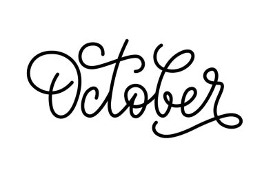 October vector lettering in script monoline style.	