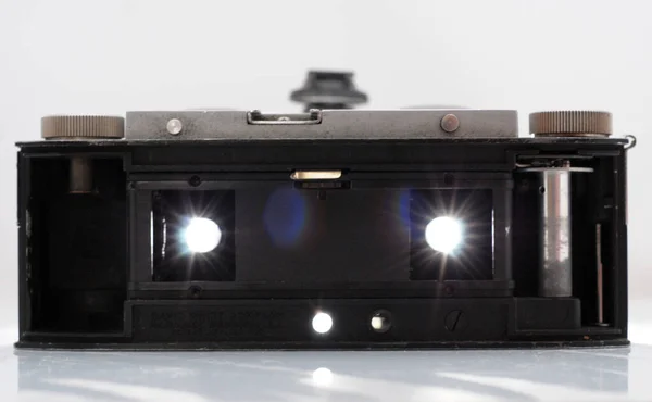 Analog Vintage Stereokamera Baksidan Med Avstängd Dörr — Stockfoto