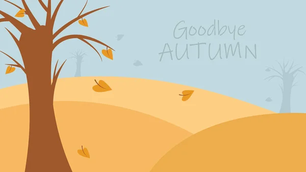 Adeus Fundo Outono Queda Tempo Ventoso Ilustração Árvores Com Folhas — Vetor de Stock
