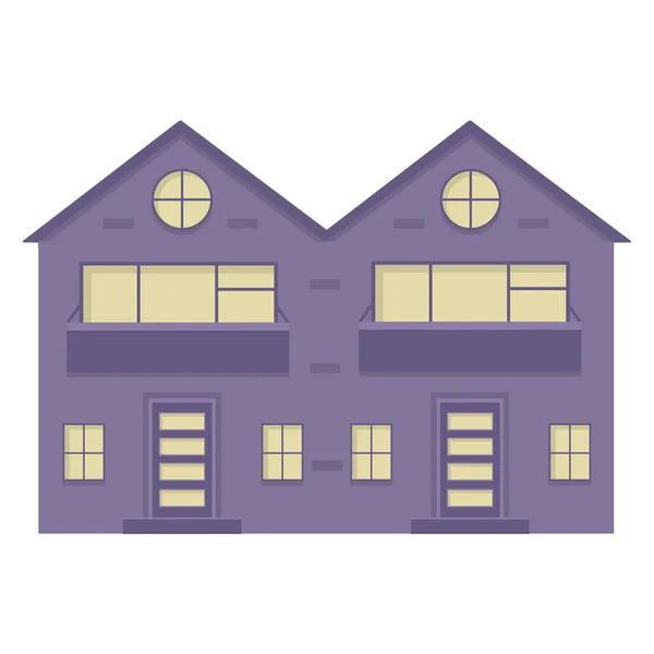 窓やバルコニー付きの紫色の多階建ての建物 住宅建築図 住宅設計 — ストックベクタ