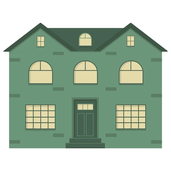 窓のある緑の2階建ての建物 住宅建築図 住宅設計 — ストックベクタ