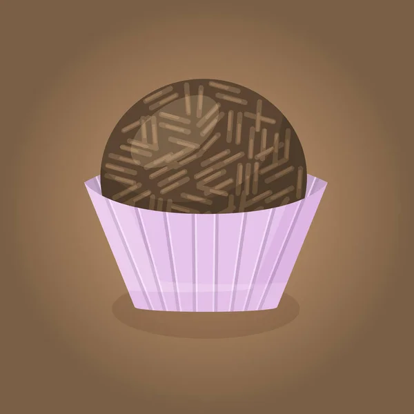 Geleneksel Brezilya tatlı Brigadeiro. Latin Amerikan yemeğinin çizimi.