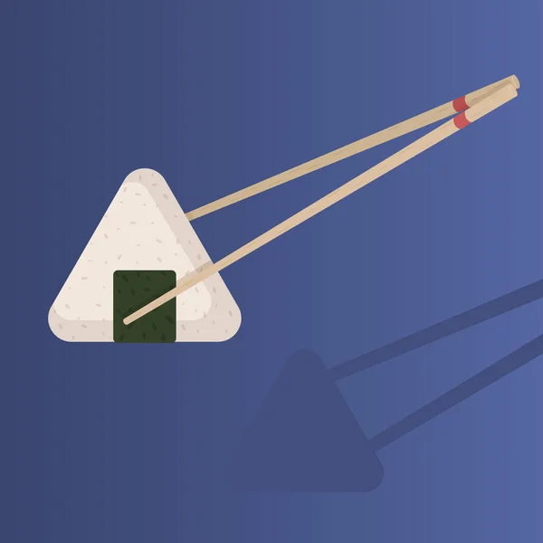Japonská Kuchyně Pokrm Onigiri Rýží Nori Hůlkami Sushi Asijské Jídlo — Stockový vektor