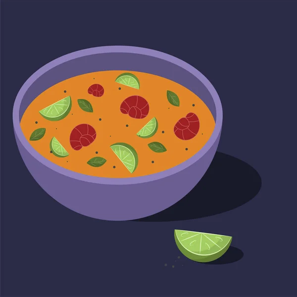 Εικονογράφηση Της Σούπας Ασβέστη Μεξικάνικο Παραδοσιακό Πιάτο — Διανυσματικό Αρχείο
