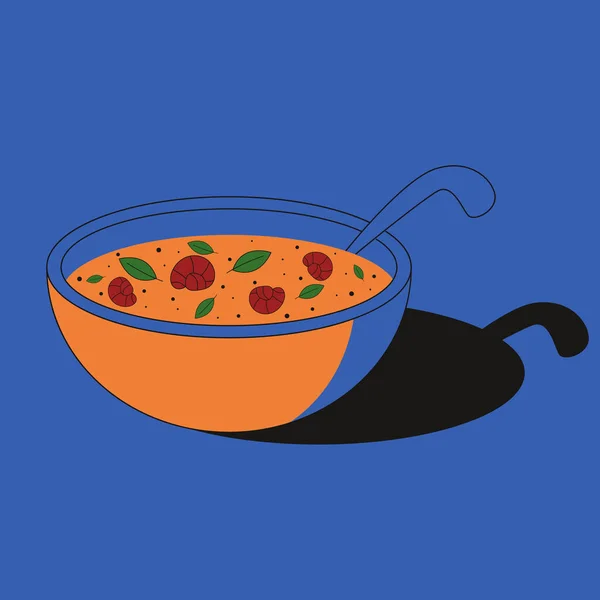 汤姆美味的虾汤 亚洲菜插图 — 图库矢量图片