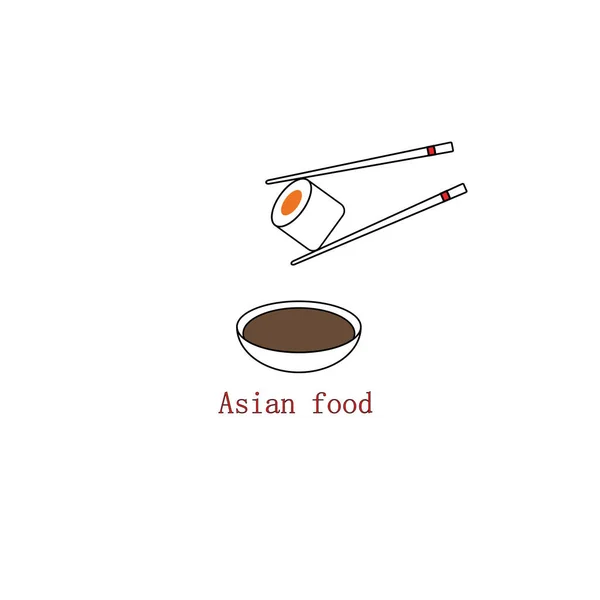 以亚洲菜为主题的寿司及筷子 酱油标志 — 图库矢量图片