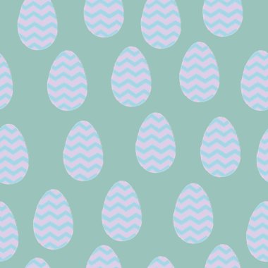 Süslü yumurtalarla kusursuz desen. Paskalya temalı yeşil arka plan. Kalem dokusu.
