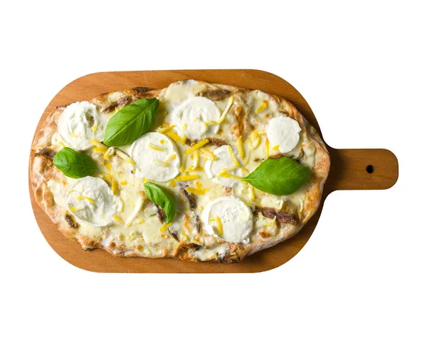 Pinsa Romana. İzole edilmiş beyaz arka plan. İtalyan yemeği.