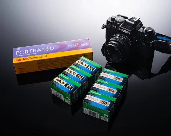 Kodak Portra 160 Fujichrome Color Films Udine Italy_February 2023 — Stock Photo, Image