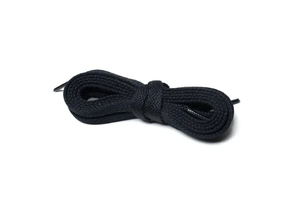 Cordones Negros Para Zapatillas Deporte Sobre Fondo Blanco — Foto de Stock