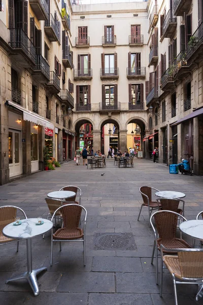 Small Square Side Exit Plaza Real Barcelona Spain Barcelona May — Stock Photo, Image