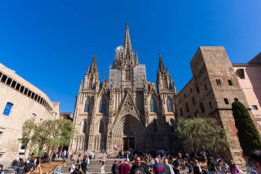 İspanya, Barselona - 3 Mayıs 2023 Barselona Katedrali manzarası