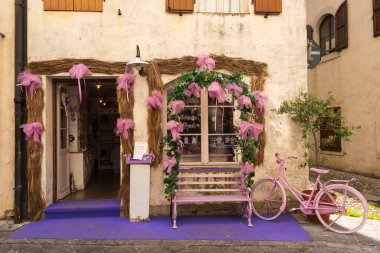 typical lavender shop in Venzone. Venzone, Friuli_Italy.  June 12, 2023.   clipart