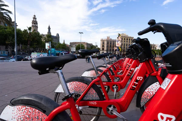 Spain Barcelona May 4_2023 Bicycle Rental Service City Barcelona — Stock Photo, Image