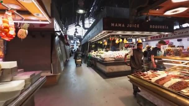 Αγορά Boquera Στη Βαρκελώνη Ισπανία Βαρκελώνη Μαΐου 2023 — Αρχείο Βίντεο