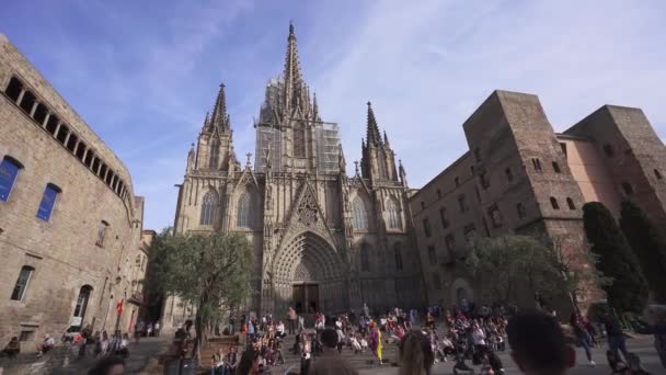 Θέα Στον Καθεδρικό Ναό Της Βαρκελώνης Ισπανία Βαρκελώνη Μαΐου 2023 — Αρχείο Βίντεο