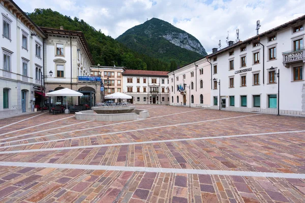 stock image Tolmezzo, Italy (22th July 2023)  piazza XX settembre square in the historic center of Tolmezzo. Friuli