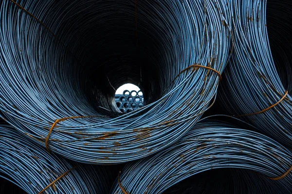 Detail Stacked Steel Wire Rolls — Stock Photo, Image