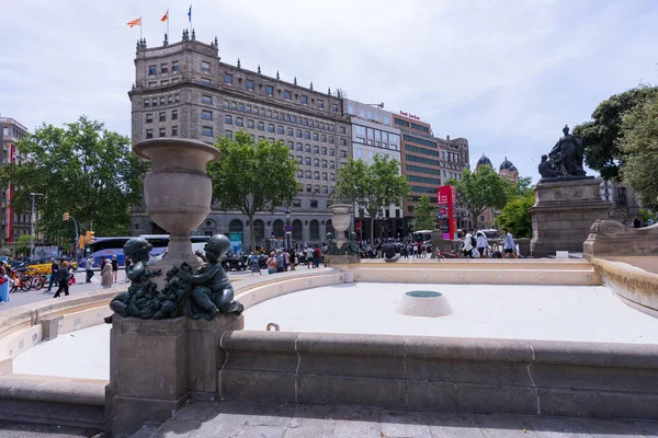 Spain Barcelona May 2023 Detail Fountain Square Catalunya Barcelona — Stock Photo, Image
