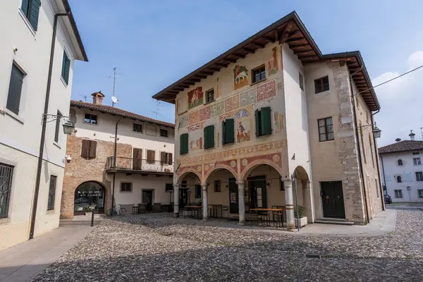 Spilimbergo Italy_ April 6_2024 Ancient Frescoed House Spilimbergo Friuli Venezia — Stock Photo, Image