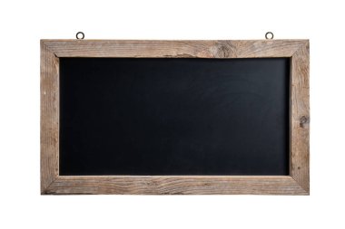 Kaba ahşap çerçeveli karatahta, metin için yer. izole edilmiş beyaz arkaplan