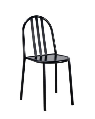 Siyah metal sandalye. izole edilmiş beyaz arkaplan