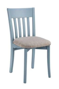 Sırtı kıvrılmış mavi sandalye. izole edilmiş beyaz arkaplan.