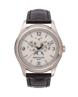 Patek Philippe, Calatrava modeli. Otomatik kurmalı saat, yıllık takvime göre 18kt beyaz altın. 2008 yılı. Milan mı? İtalya _ 10 Ağustos _ 2024