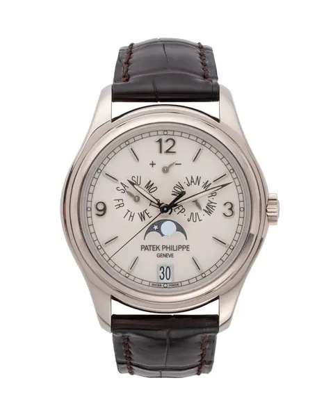 Patek Philippe, Calatrava modeli. Otomatik kurmalı saat, yıllık takvime göre 18kt beyaz altın. 2008 yılı. Milan mı? İtalya _ 10 Ağustos _ 2024