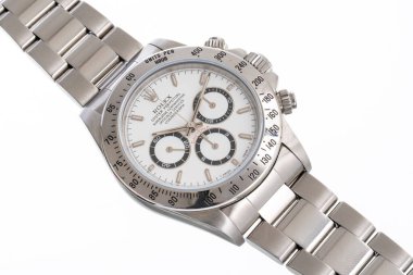 Rolex Chronograph, Daytona modeli, referans 16520, otomatik hareket, beyaz kadranlı çelik kasa. Milan mı? İtalya 14 Nisan 2025