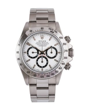 Rolex Chronograph, Daytona modeli, referans 16520, otomatik hareket, beyaz kadranlı çelik kasa. Milan mı? İtalya 14 Nisan 2025