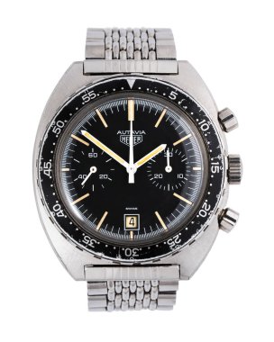 Heuer Autavia Askeri Kronograf, referans 73463, çelik kasa ve siyah kadranlı. Milan mı? İtalya 14 Nisan 2025