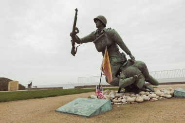  France December 24 2022 Regimental Combat Team Memorial on Omaha beach in Normandy. High quality photo