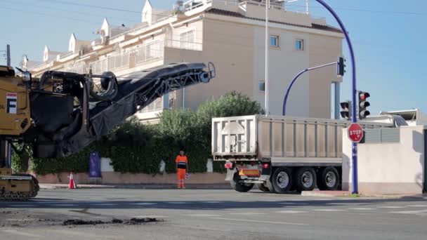 Dezember 2023 Stadt Torrevieja Spanien Straßenreparatur Hochwertiges Fullhd Filmmaterial — Stockvideo