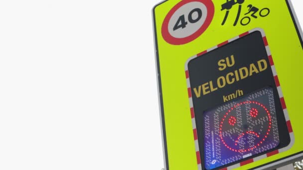 ドライバーのフィードバック信号としても知られているレーダー速度記号のビデオ 速度を警告することによってドライバーを遅らせるように設計された交通落ち着く装置 高品質の映像 — ストック動画