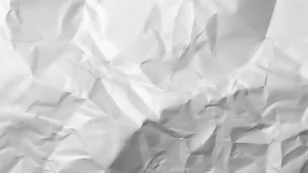 Tijdsverloop Van Snel Veranderende Textuur Van Een Wit Verfrommeld Papier — Stockvideo