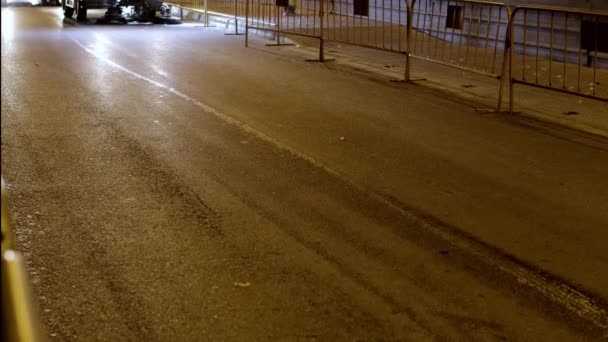 Barredora Automática Calles Moderna Tecnología Limpieza Aceras Imágenes Alta Calidad — Vídeo de stock