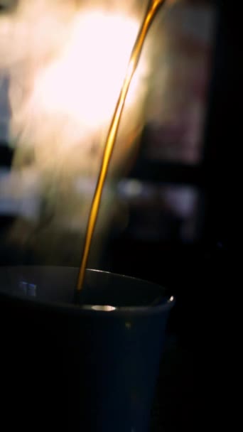 Xícara Chá Com Uma Vela Fundo Cidade Noite — Vídeo de Stock