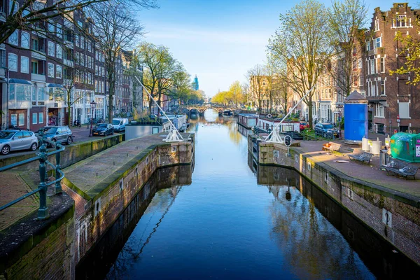 Kanałów Amsterdamie Amsterdam Jest Stolicą Najbardziej Zaludnione Obrazek Stockowy