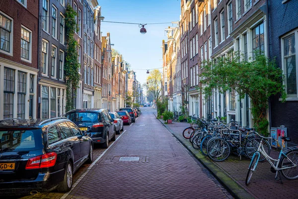 Widok Ulicę Amsterdam Amsterdam Jest Stolicą Najbardziej Popu Obrazek Stockowy