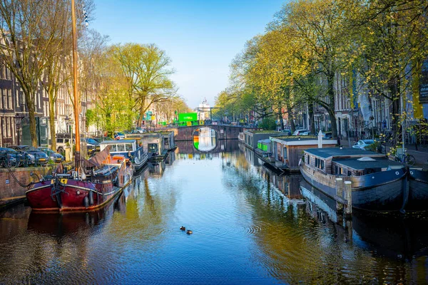 Kanałów Amsterdamie Amsterdam Jest Stolicą Najbardziej Zaludnione Obrazy Stockowe bez tantiem