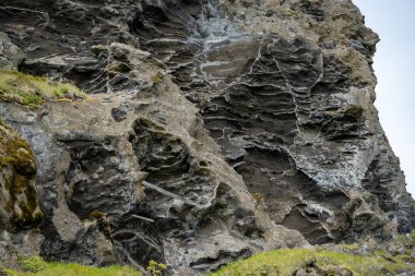 İzlanda 'dan gelen doğal doku, renk ve şekle yakın çekim. Arkaplan için güzel soyut ve sanatsal doğa.