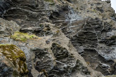 İzlanda 'dan gelen doğal doku, renk ve şekle yakın çekim. Arkaplan için güzel soyut ve sanatsal doğa.