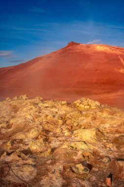 Hverir jeotermal alan İzlanda Lake Myvatn yakınındaki Kuzey