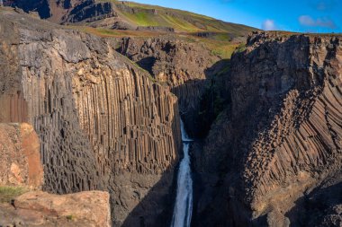 Aerial view of Hengifoss waterfall in Eastern Region, Iceland clipart