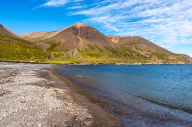Kuzeydoğu İzlanda 'daki muhteşem fiyort manzarası Borgarfjrur eystri İzlanda Doğu Fiyordu