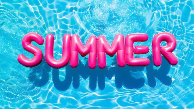 Yaz meyveleri arka planda panorama - sulu kırmızı çileklere yakın su sıçramaları ve mavi su arka planında izole su damlaları - gıda fotoğrafçılığı