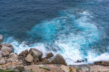 Korsika 'da Calvi Kalesi' nin panoramik manzarası