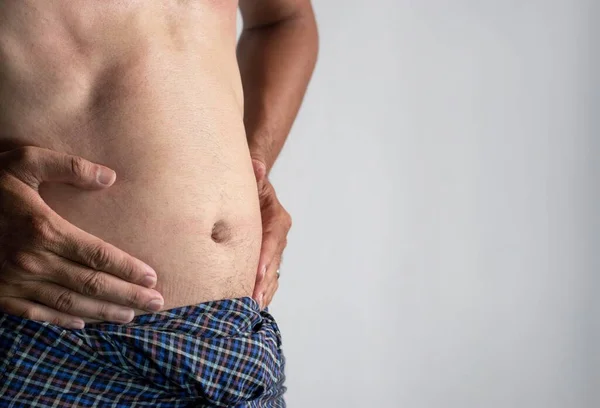 Abdômen Sudeste Asiático Conceito Obesidade Central Gordura Barriga Inchaço Abdominal — Fotografia de Stock