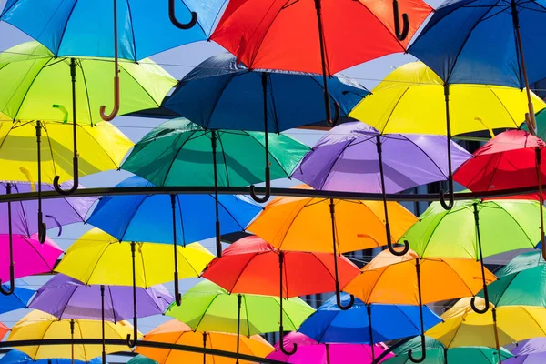stock image 14.06.2023 Bialystok Poland.Colorful umbrellas  over the city street as decoration.